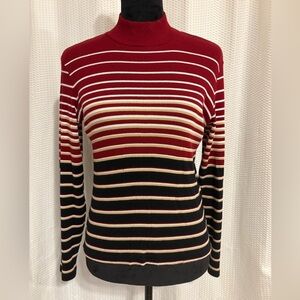 Casual Corner multicolor striped 100% cotton turtle neck shirt size petite small